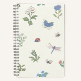 Cuaderno Jardín Botánico de Flores Patrón de Pradera de Flo