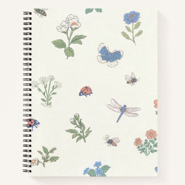 Cuaderno Jardín Botánico de Flores Patrón de Pradera Silves (Anverso)