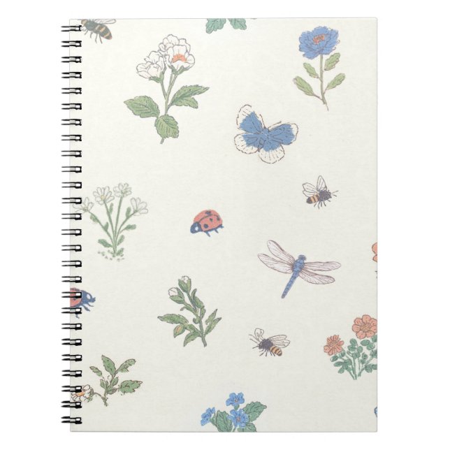 Cuaderno Jardín Botánico de Flores Patrón de Pradera Silves (Frente)