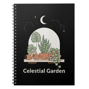 Cuaderno Jardín Celestial Casa Boho Plantas Luna y Estrella