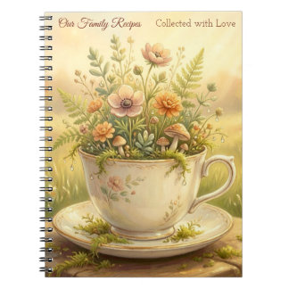 Cuaderno Jardín Cottagecore de Taza de Té Floral Vintage