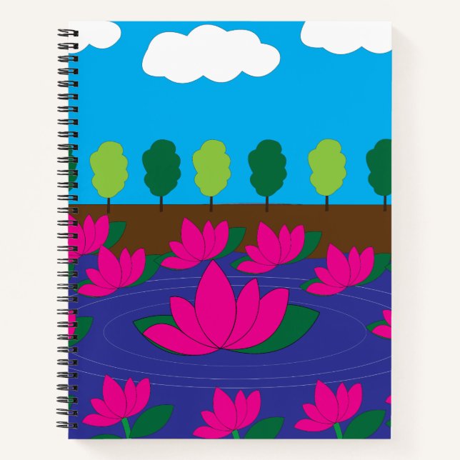 Cuaderno Jardín de agua de flor de loto rosa     (Anverso)