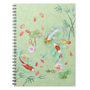 Cuaderno Jardín de agua japonés en bloc de notas verde clar