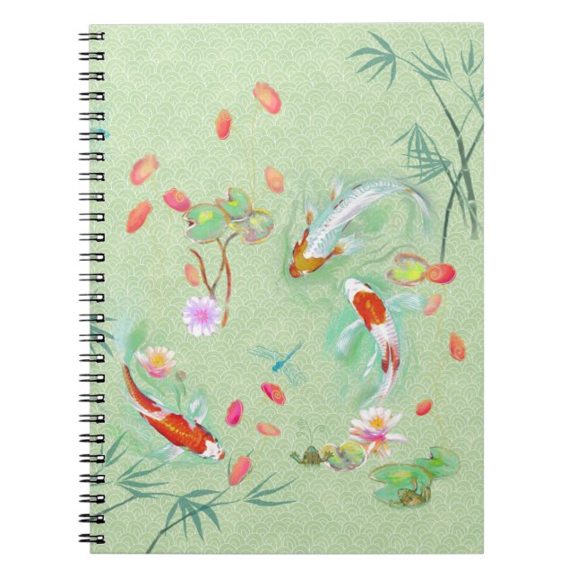 Cuaderno Jardín de agua japonés en bloc de notas verde clar (Frente)