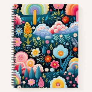 Cuaderno Jardín de Arcoíris Caprichoso Patrón de Fantasía F