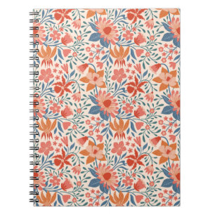 Cuaderno Jardín de Coral y Verde Acuático en Beige Suave