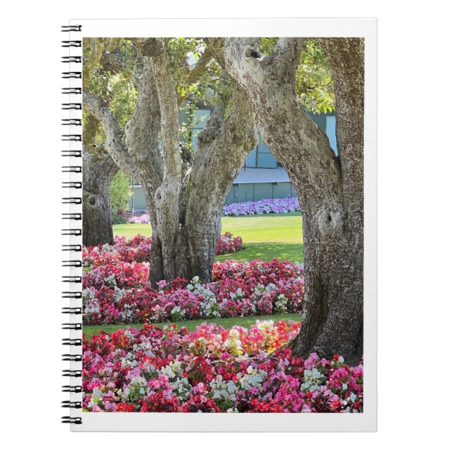 Cuaderno Jardín de flores con espiral fotográfica de árbole (Frente)