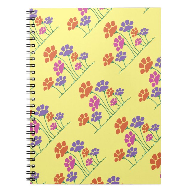Cuaderno Jardín de flores de huella de pata (Frente)