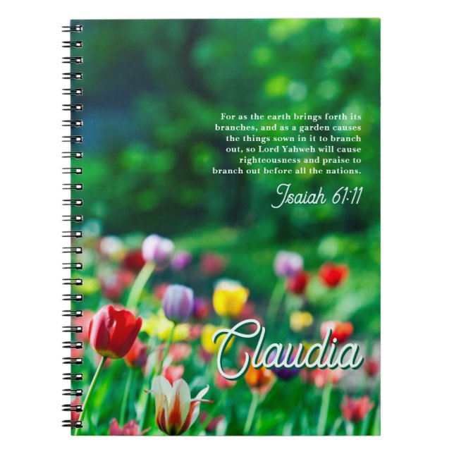 Cuaderno Jardín de Flores de Tulipán Verso de la Biblia (Frente)