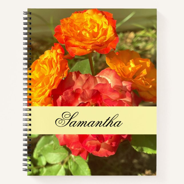 Cuaderno Jardín De Flores Rojas Y naranja (Anverso)
