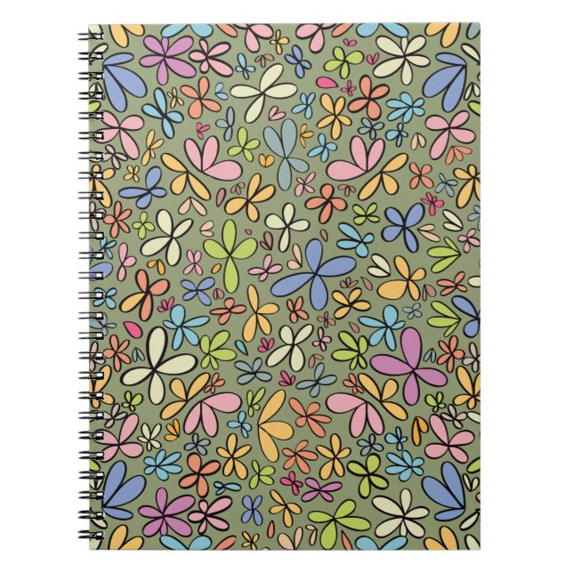 Cuaderno Jardín de flores silvestres abstractas coloridas (Frente)