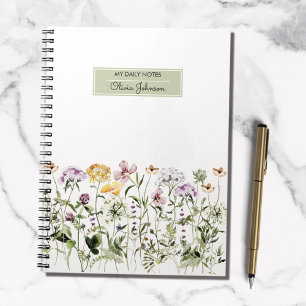 Cuaderno Jardín de flores silvestres con nombre personaliza