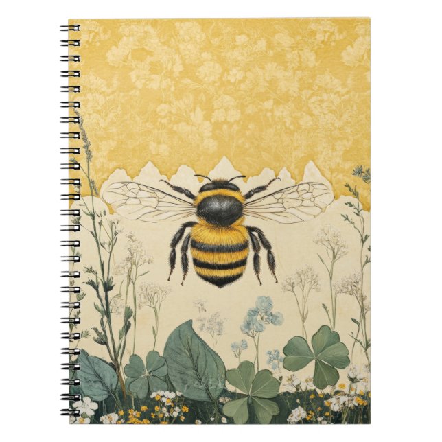 Cuaderno Jardín de flores silvestres de abeja de miel vinta (Frente)