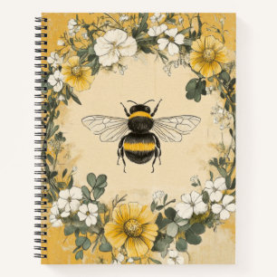 Cuaderno Jardín de flores silvestres de abeja de miel vinta