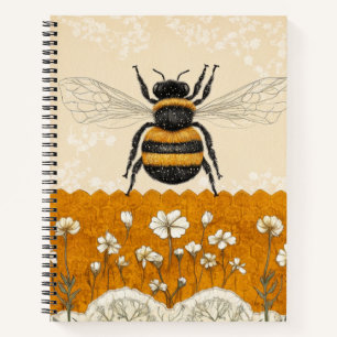 Cuaderno Jardín de flores silvestres de abeja de miel vinta