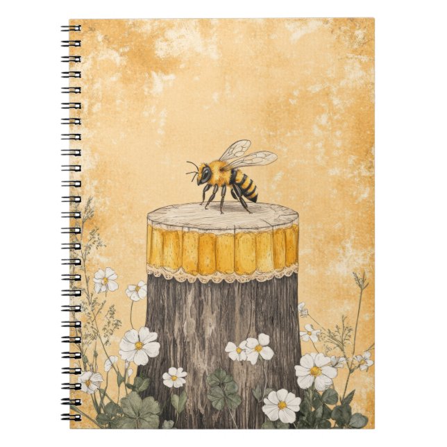 Cuaderno Jardín de flores silvestres de abeja melífera vint (Frente)