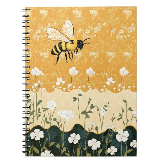 Cuaderno Jardín de flores silvestres de abeja melífera vint (Frente)