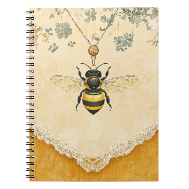 Cuaderno Jardín de flores silvestres de abeja melífera vint (Frente)