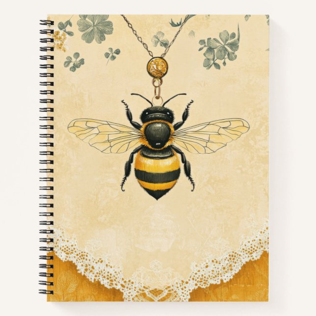 Cuaderno Jardín de flores silvestres de abeja melífera vint (Anverso)