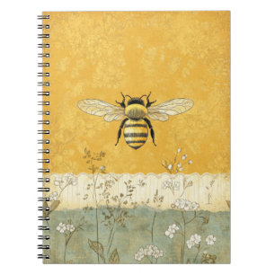 Cuaderno Jardín de flores silvestres de abeja melífera vint