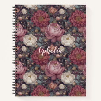 Cuaderno Jardín de flores silvestres rosa personalizado