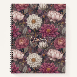 Cuaderno Jardín de flores silvestres rosadas y blancas pers