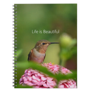 Cuaderno Jardín de flores Zinnia de colibrí (mi fotografía)