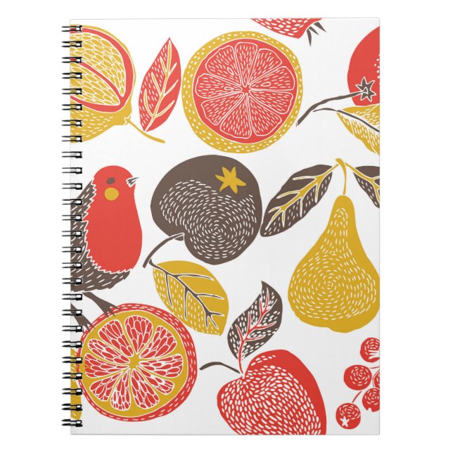 Cuaderno jardín de frutas con ave (Frente)