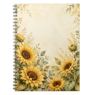 Cuaderno Jardín de Girasoles Dorados Acuarela
