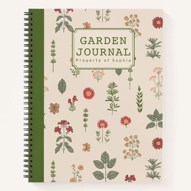 Cuaderno Jardín de hierbas vintage personalizado | Rústico (Anverso)