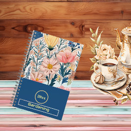 Cuaderno Jardín de hojas azules de la flor silvestre Pastel