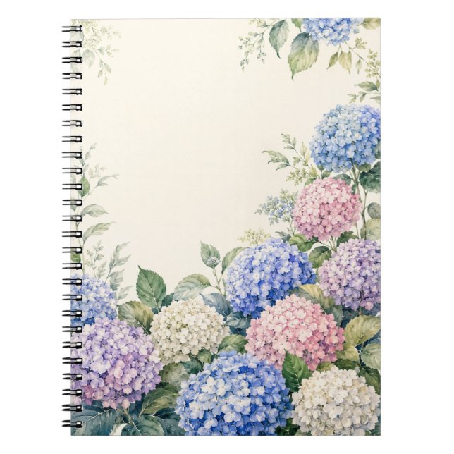 Cuaderno Jardín de Hortensias Acuarela  (Frente)