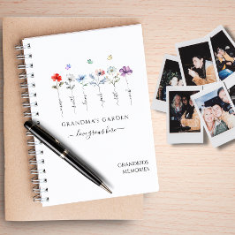 Cuaderno Jardín de la abuela con nombres de nietos Acuarela