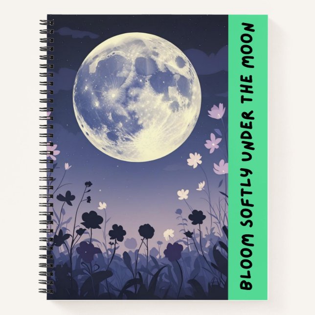 Cuaderno Jardín de la luna - Bloc de notas con flores elega (Anverso)