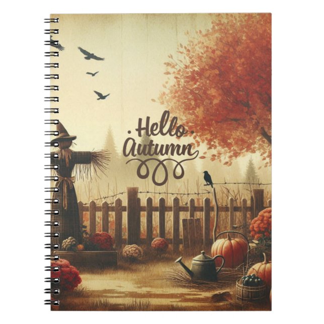 Cuaderno Jardín de otoño y espantapájaros (Frente)