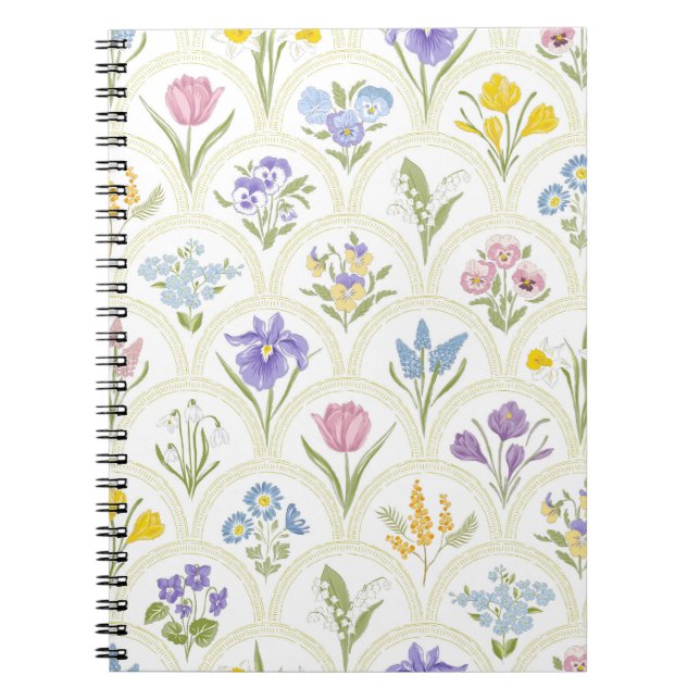 Cuaderno Jardín de primavera variedad flores en medallón ar (Frente)