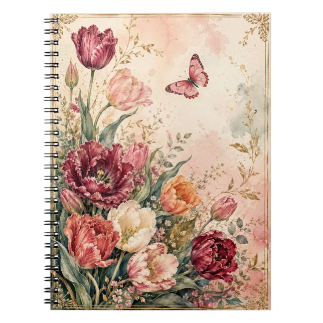 Cuaderno Jardín de Tulipanes de Acuarela Heirloom (Frente)