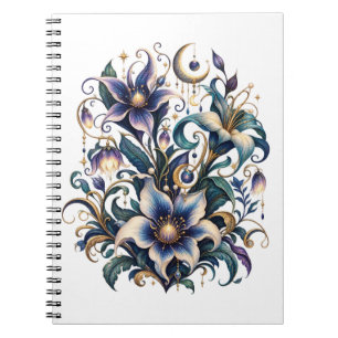 Cuaderno Jardín Encantado de Medianoche: Azul y Dorado Lumi