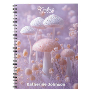 Cuaderno Jardín etéreo de hongos, fantasía suave pastel