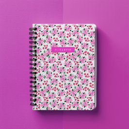 Cuaderno Jardín Floral Acuarela Fucsia Personalizado