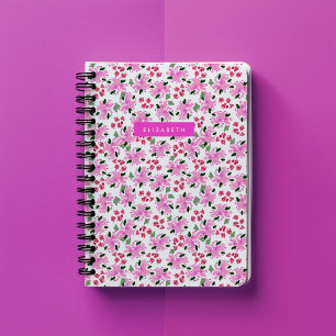 Cuaderno Jardín Floral Acuarela Fucsia Personalizado