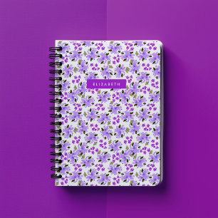 Cuaderno Jardín Floral Acuarela Púrpura Personalizado