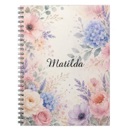 Cuaderno Jardín Floral Botánico Elegante Acuarela Pastel