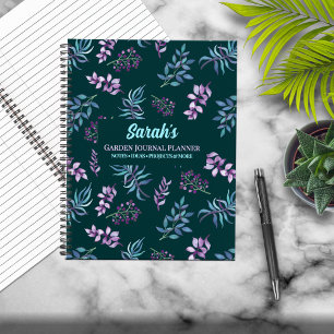 Cuaderno Jardín floral de acuarela personalizado