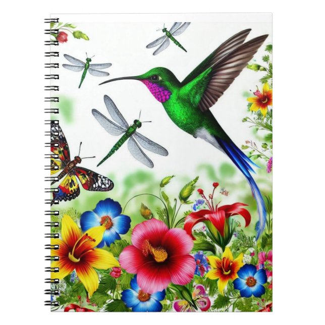 Cuaderno Jardín Floral de Hummingbird (Frente)
