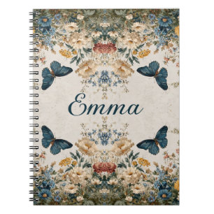 Cuaderno Jardín Floral de Mariposa de Primavera Vintage