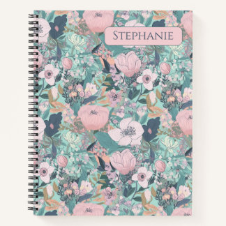 Cuaderno Jardín floral de pastel rosa
