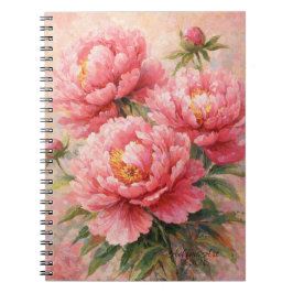 Cuaderno Jardín floral de peonía rosa rubor