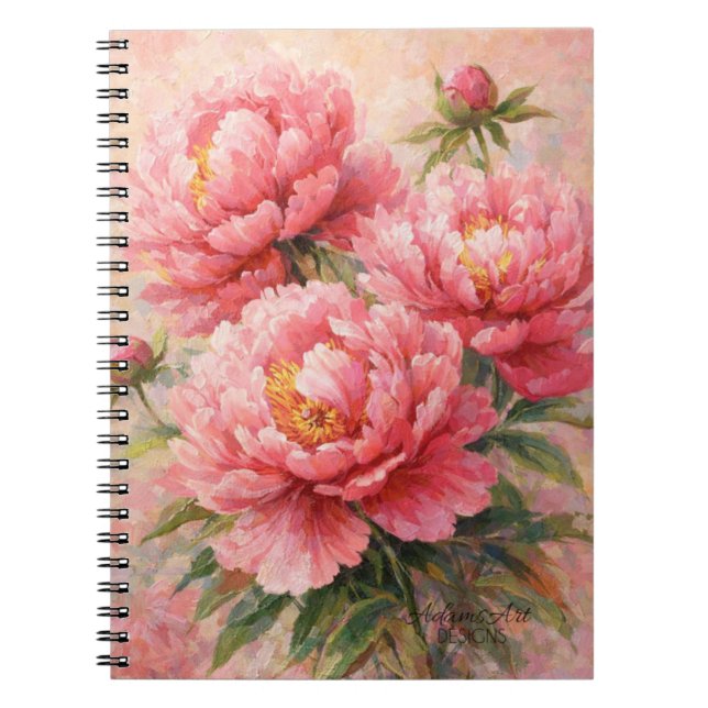 Cuaderno Jardín floral de peonía rosa rubor (Frente)