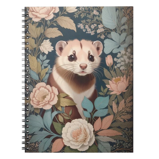 Cuaderno Jardín floral elegante de Cute Ferret (Frente)